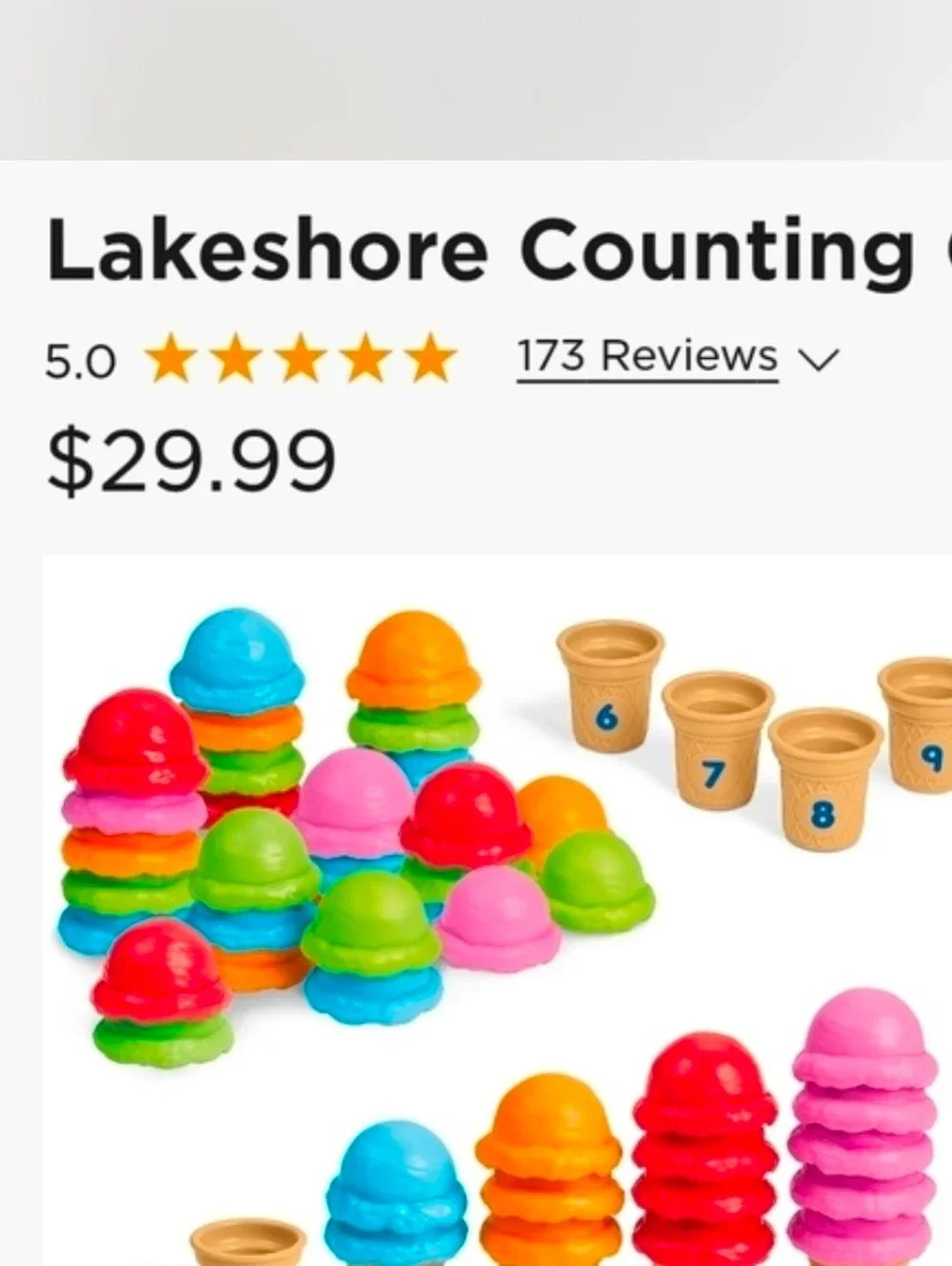 Lakeshore Learning Counting Ice Cream Stackers - Learning Toy for Kids 0-10